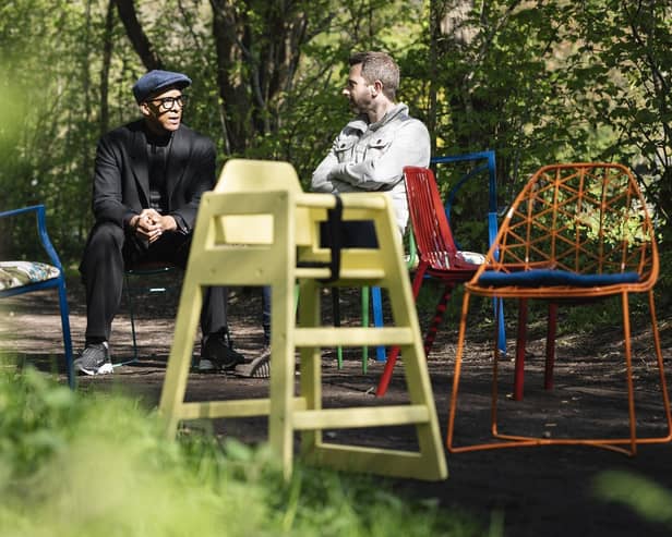 Garden designer James Smith, right, with TV presenter Jay Blades