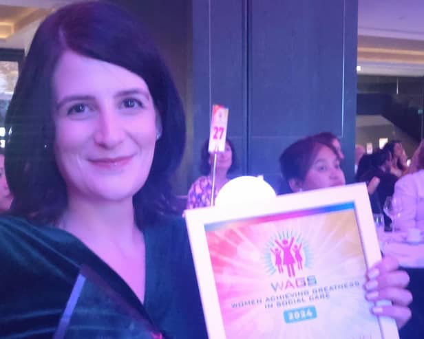 Rachel Parker at the award ceremony with her award