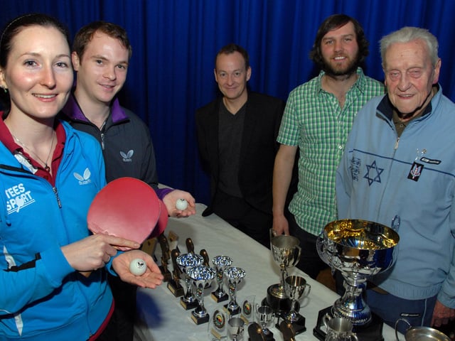 This picture was taken at a past Mansfield and District Table Tennis League presentation evening. Pictured is Club President Bill Davison ,right, with guests, from the left; Joanna Parker, GB's highest world ranked female, Paul Drinkhall, current English Champion, Alan Cooke Head Coach for Team GB Women's Table Tennis and event sponsor Kev Hall.