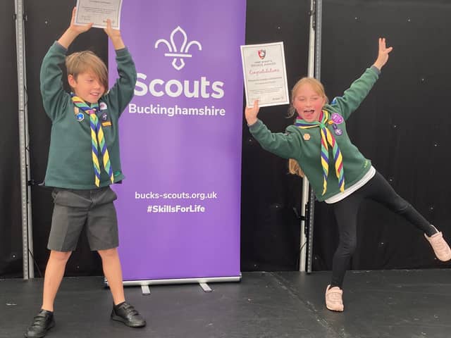 Cub Scouts with their awards