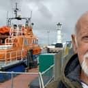 Derek Adams on his walk as the 82-year-old became the first person to complete a 4,250 mile trek along Britain's coast stopping at every lifeboat station on the way. Photo: Susan Adams/SWNS
