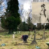 Pictured: The cemetery with volunteers helping out, inset: Countess of Bridgewater, Charlotte Catherine Anne Egerton
