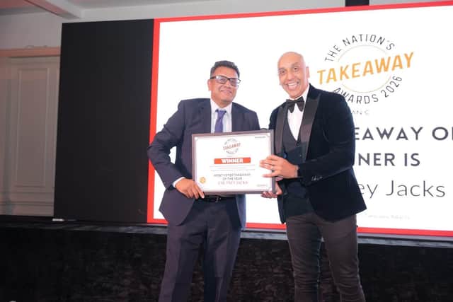Kam Gupta from Chutney Jacks in Winslow accepting the Most Voted Takeaway of the Year gong at The Nation’s Takeaway Awards 2026.