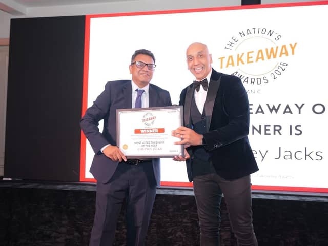 Kam Gupta from Chutney Jacks in Winslow accepting the Most Voted Takeaway of the Year gong at The Nation’s Takeaway Awards 2026.
