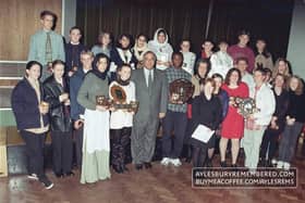 A famous faces featuring in prize-giving at Quarrendon School in Aylesbury in 1996
