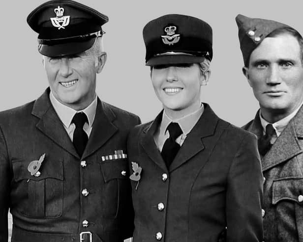 Serving RAF Officer Steph Walters pictured with her dad and great grandad.