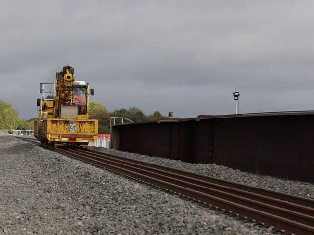 Track being relaid over Aylesbury railway bridge