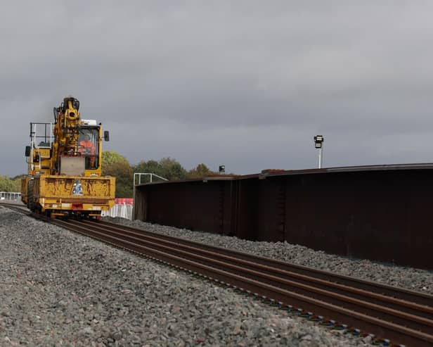 Track being relaid over Aylesbury railway bridge