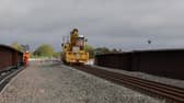 Track being relaid over Aylesbury railway bridge