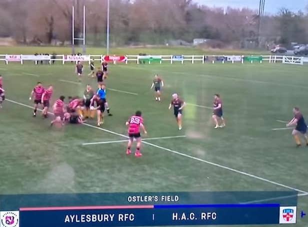 Action from Aylesbury Rugby Club's match against the Honorary Artillery Company featured on ITV's Gallagher Premiership Unleashed highlights programme