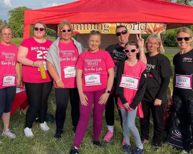 Steph and Claire with members of Steph’s Salvation Army Slimming World group