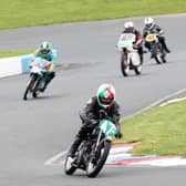 Mervyn Stratford (no.47) leads into a corner at Mallory Park.