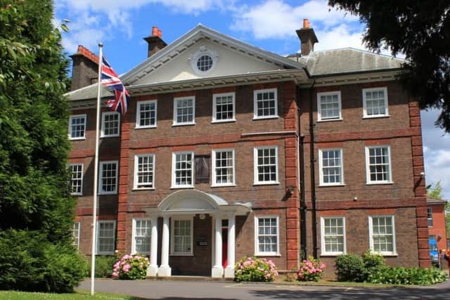 The impressive entrance at RGS in High Wycombe.