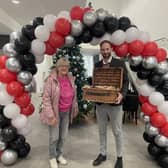 Winner Pam Addley (L) with General Manager James Sexton at Chilterns Lifestyle Centre