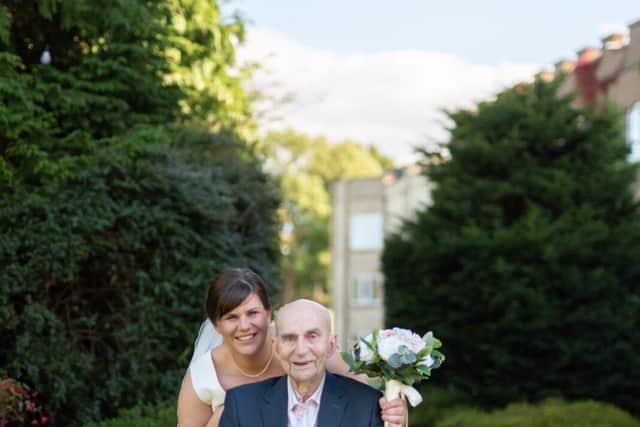 3.	Louise on her wedding day with her grandfather Stuart, shortly before he passed away