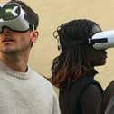 Participants on Destination X wear special X Goggles, which give them a glimpse of their surroundings, on the new BBC game show (Picture: BBC/TwoFour)