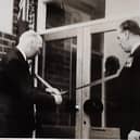 Branch president Allan Wigley and the Lord Lieutenant of Bucks open the RBL headquarters in Winslow on May 12 1979