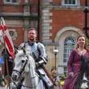St George and his Lady in Waiting led the parade around Aylesbury, photo from Damon Mitchell