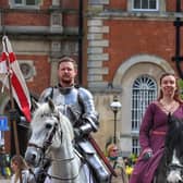 St George and his Lady in Waiting led the parade around Aylesbury, photo from Damon Mitchell