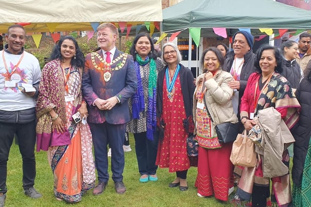 Event organisers posing with Aylesbury's Mayor and the high sheriff of Buckinghamshire