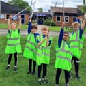 Buckingham Primary School pupils with the litter-pickers