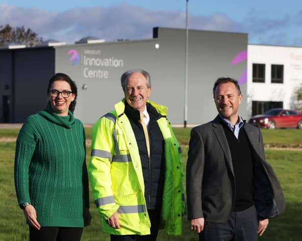 : Emily Dingle,  COO at URA Thrusters, Nigel MacKenzie, Development Manager at Westcott, and Matt Peachey, Head of Enterprise Zone Development at Buckinghamshire LEP, photo by Ed Nix