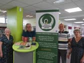 Sally Smith, Mike Smith, Roger Edwards, and Erica Barrett, from the Friends of Buckingham Library group