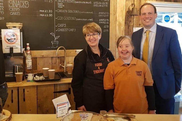 Greg Smith MP meets Thrift Farm director Sue Heast and adult care client Helen