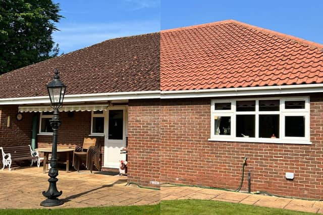 Roof cleaning before and after