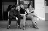 Tayler Marshall, Laike Twiss, and Grace Hussey-Burd rehearsing 'I'm Angry, But Look at this Dog' by Harry Lock.