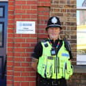 PC Laz Clark outside Tring Police Station