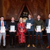 Picture shows (L to R): Amanda Waring, Master of the Furniture Makers’ Company, with some of the win