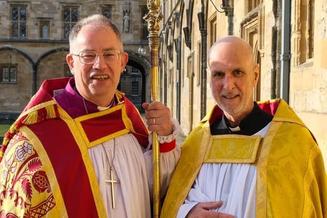The Bishop of Oxford with the Revd Canon David Meakin.