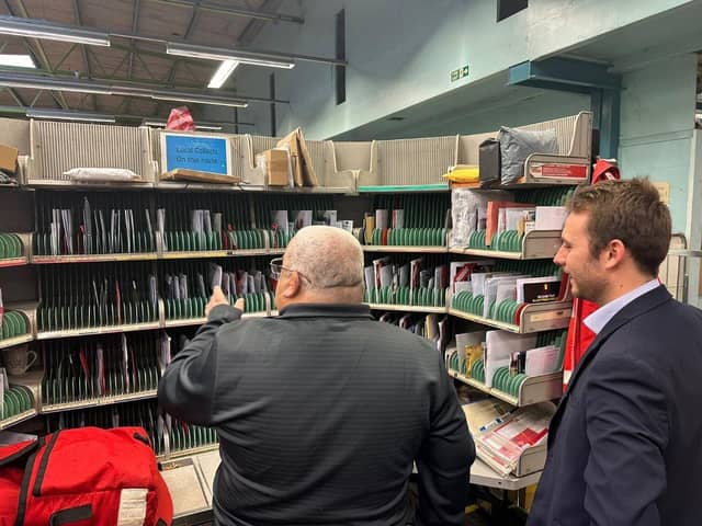 Chris Curtis MP speaking to Lead Customer Operations Manager David Austin