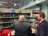 Chris Curtis MP speaking to Lead Customer Operations Manager David Austin
