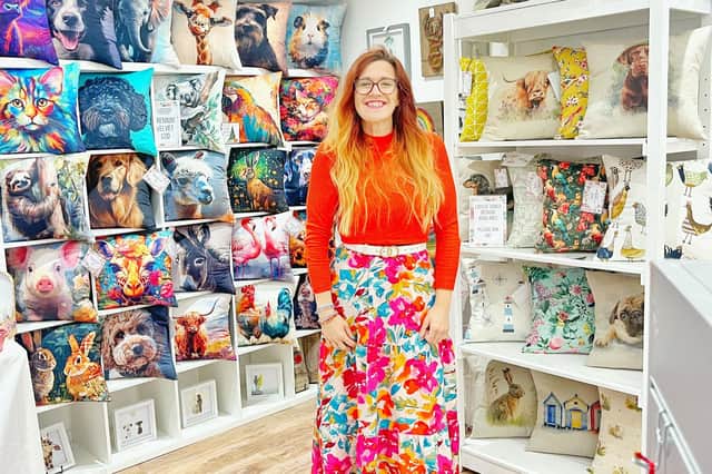 Jessica inside her pop up shop at the Bucks Goat Centre