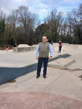Councillor Clive Harriss at the new skatepark in Buckingham