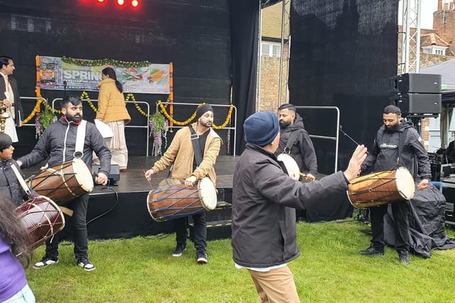 Drummers energised the community.