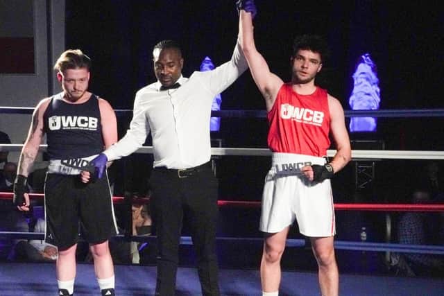 Jacob Oborne won his boxing bout in Oxford