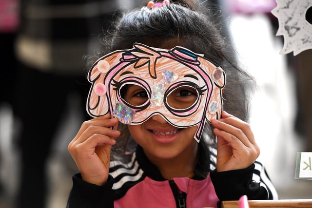 Mask making was popular at a free craft workshop