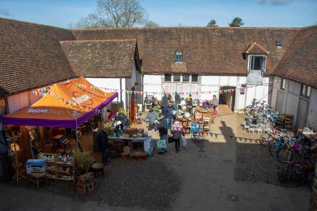 The pop-up Reuse Shop in the courtyard of the New Inn
