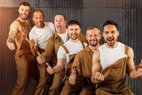 Jake Quickenden, Ben Onwukwe, Neil Hurst, Danny Hatchard, Bill Ward and Nicholas Prasad star in The Full Monty. (Photo: Ellie Kurttz)