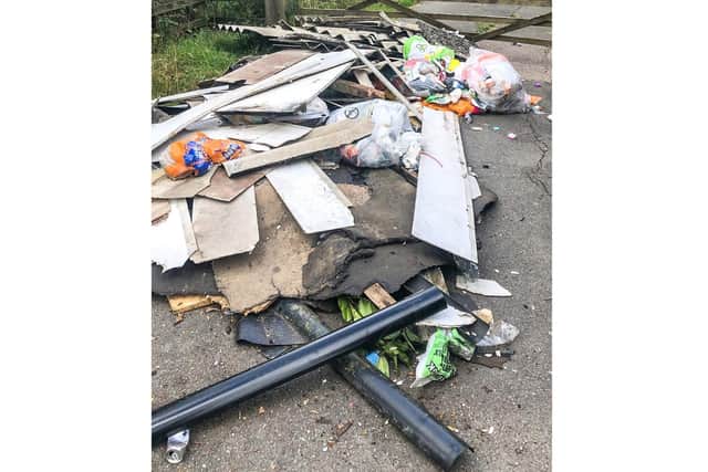 The pile of fly-tipped waste blocked the entrance to the nature reserve