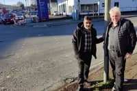 Councillors Khalil Ahmed and Trevor Snaith standing next to the London Road in High Wycombe. Image by Trevor Snaith