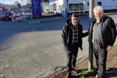 Councillors Khalil Ahmed and Trevor Snaith standing next to the London Road in High Wycombe. Image by Trevor Snaith