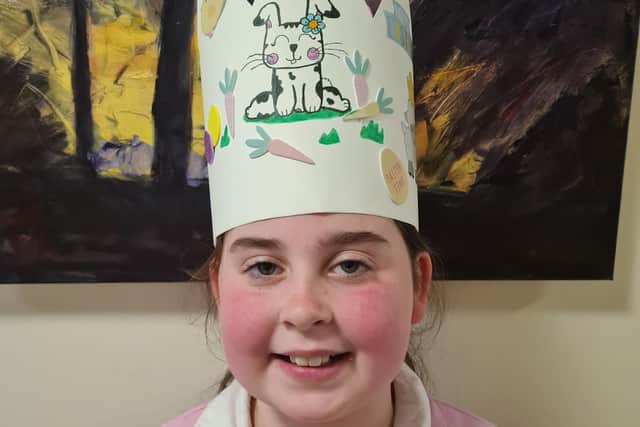 Rosie, aged 10, wearing her Easter crown