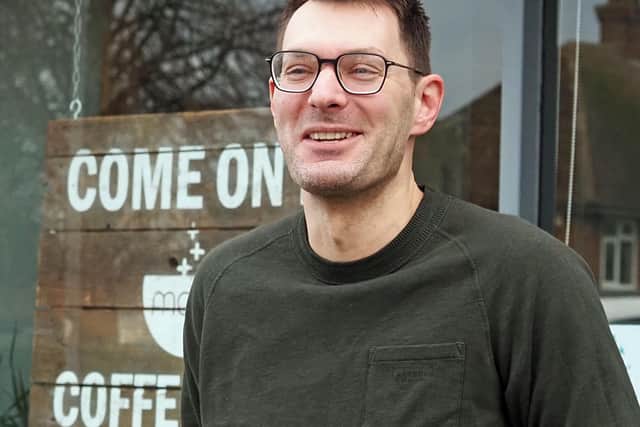 Revd Chris Hunt outside More+ coffee shop