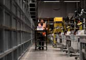 Tour of new £500m Amazon fulfilment centre on outskirts of Leeds. Workers pictured in the factory. Picture taken by Yorkshire Post Photographer Simon Hulme
