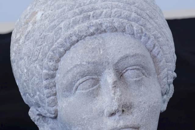 The front of one of the Roman busts discovered
