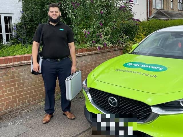 Jibran Mahmood makes a home visit (Photo: Specsavers)